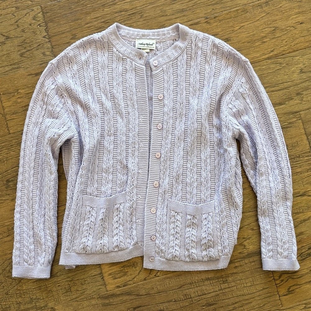 Vintage Pastel Purple Knit Cardigan